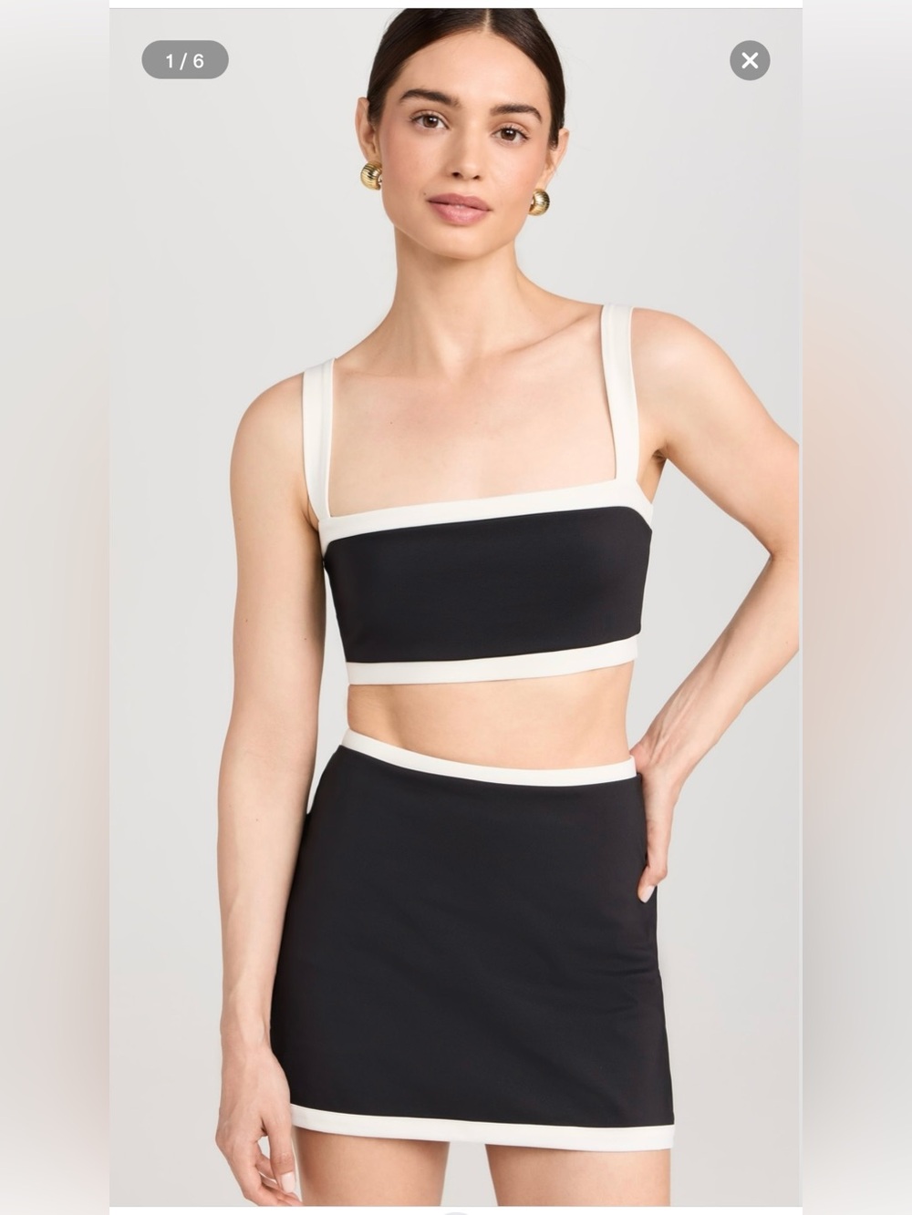 Reformation Black and Cream Square-Neck Bandeau